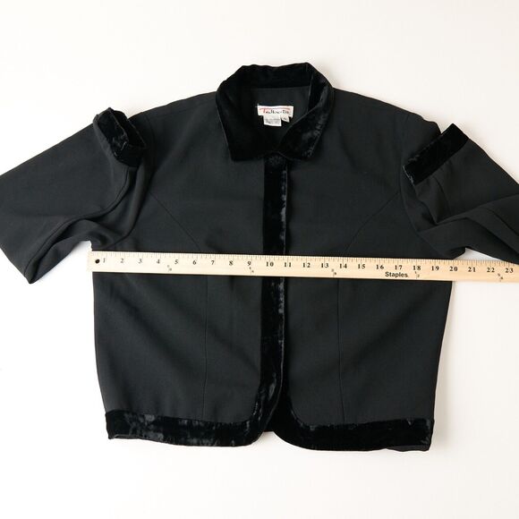 Vtg Talbots Blazer Jacket Womens 6 Black Velvet Trim Single Breasted Cropped 90s - Picture 3 of 9